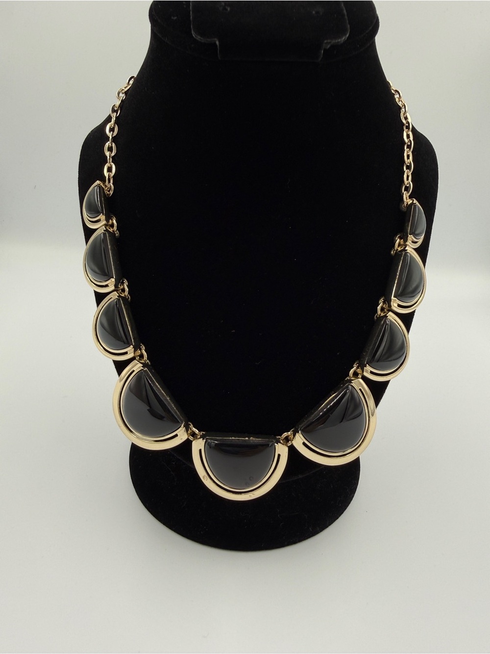 Talbots Gold-Tone Necklace with Black Crescent Stones